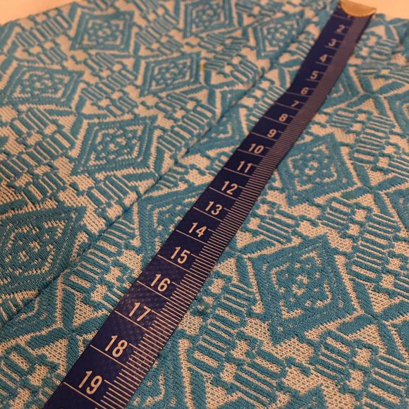 Vintage Diamond Knit Turquoise Retro Circle Skirt - Picture 4 of 10